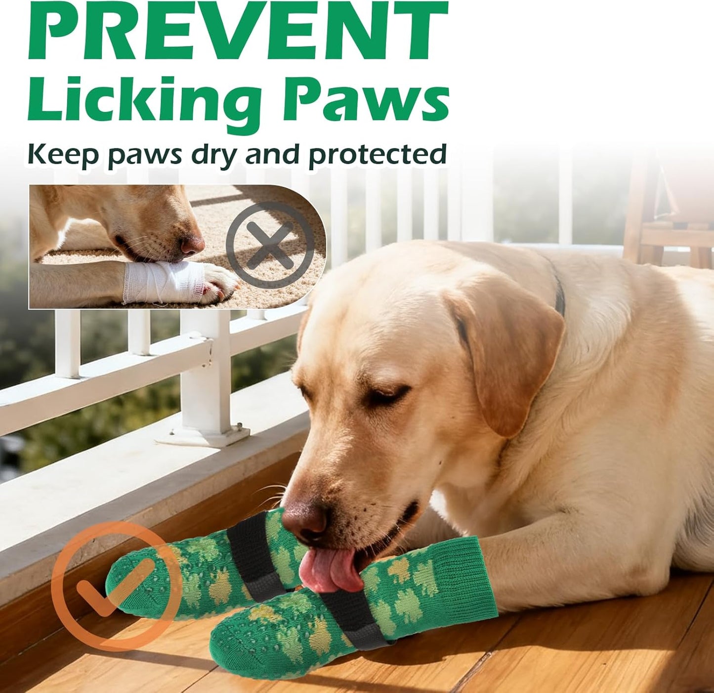 EXPAWLORER Anti Slip Dog Socks to Prevent Licking Paws, Dog Shoes for Hot Pavement, Dog Booties for Small Medium Large Senior Dogs, Traction Control Boots & Paw Protectors for Hardwood Floors