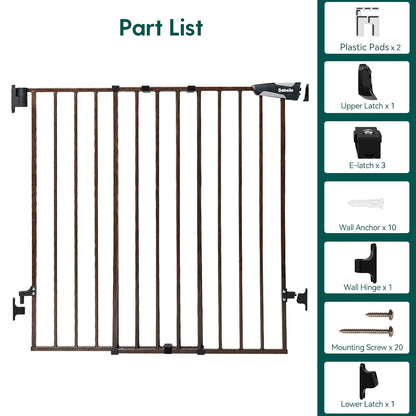 Babelio Baby Gate for Stairs, Kitchen & Doorways, 26-43" W 28" H No Bottom Bar| Easy Installation| One-Handed Operation| Auto-Close| Hardware Mount (Drill Needed) Safety Dog/Pet Gate Indoor (White)
