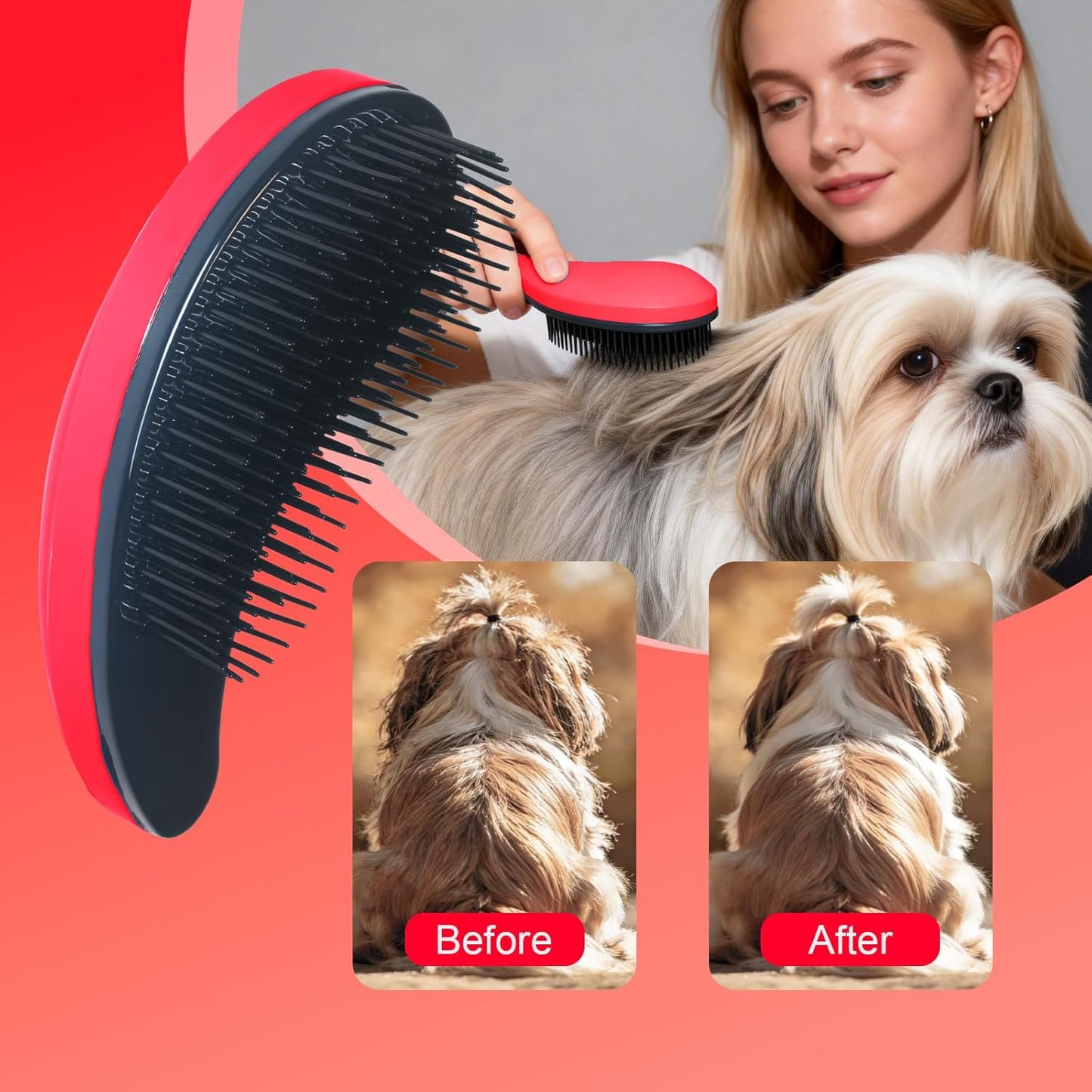 Small Dog Brush- Grooming Tool for Teddy, Yorkies, Maltese, Shih Tzu, Chihuahua - Puppy Hair Brush (Blue)