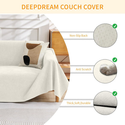 Deep Dream Cat-Scratch Resistant Couch Cover, Waterproof Sofa Cover for 3 Cushion Couch Washable, Pet Friendly Couch Protectors Anti Slip Thickened Love Seat Slipcovers for Pets, 71" x 118", Dark Grey