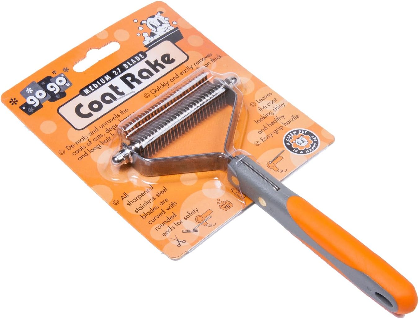 GoGo Pet Products 13-Blade Super Deshedder Coat Rake Pet Grooming Tool, Small