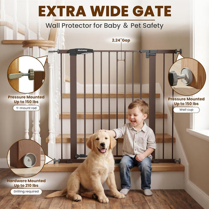 Mumeasy 36" High Extra Tall Dog Gate, 29.6"-40.5" Wide Pressure Mounted Tall Baby Gate for Dog, Auto Close Pet Gate with Door for Stairs,Doorways,House,Black