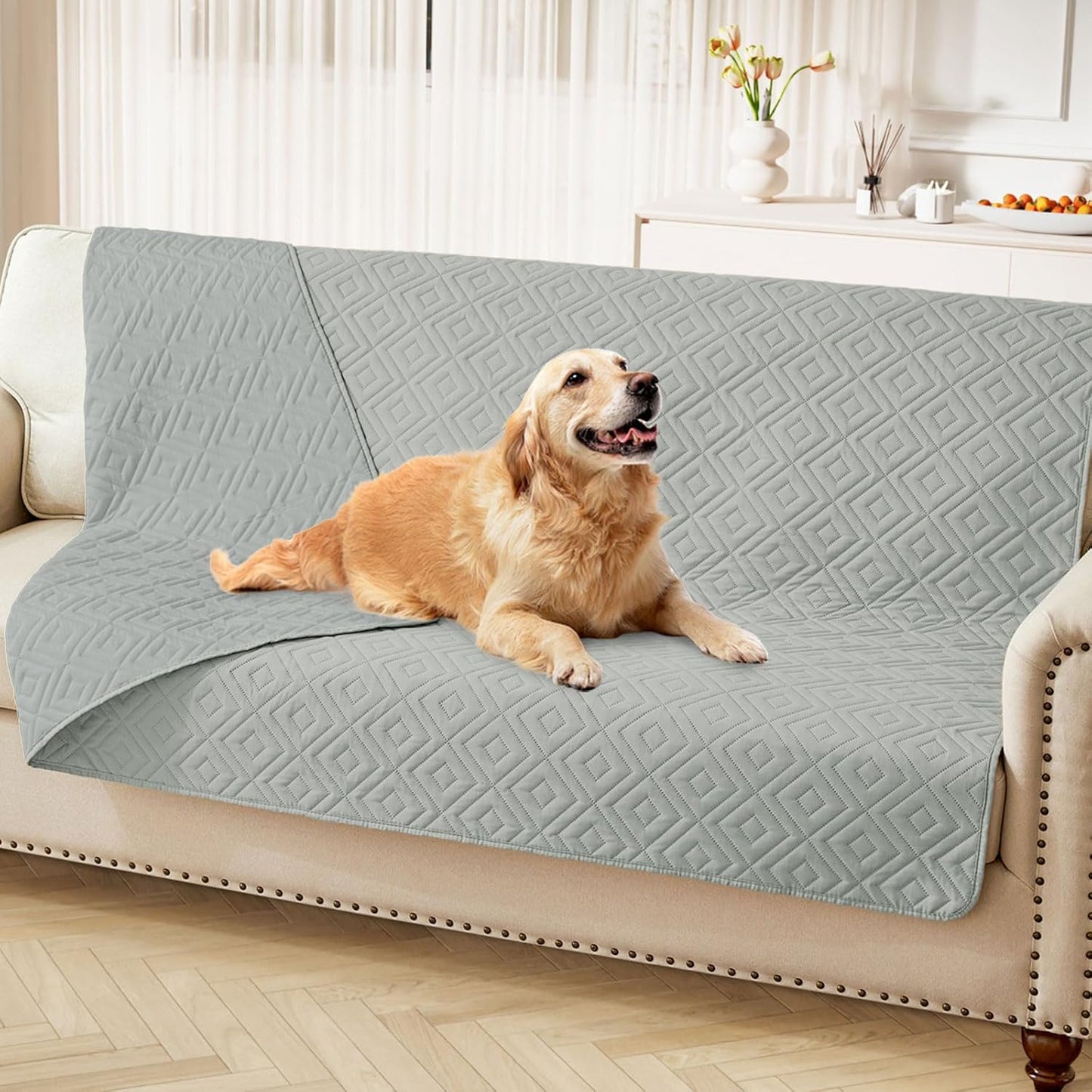 hyha Waterproof Dog Blanket, Soft Pet Bed Blankets, Waterproof Sofa Couch Cover for Dogs Washable, Reversible Pet Couch Covers for Sofa Furniture (30x70 Inch, Grey/Dark Grey)