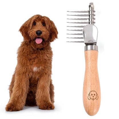 Dog Dematting Brush & Rake, Detangler Brush for Dogs, Comb Tool for Grooming, Best for Doodles, Poodles, Goldendoodles, Cats & Other Pets, Matted Fur Removal On Undercoat [We Love Doodles]