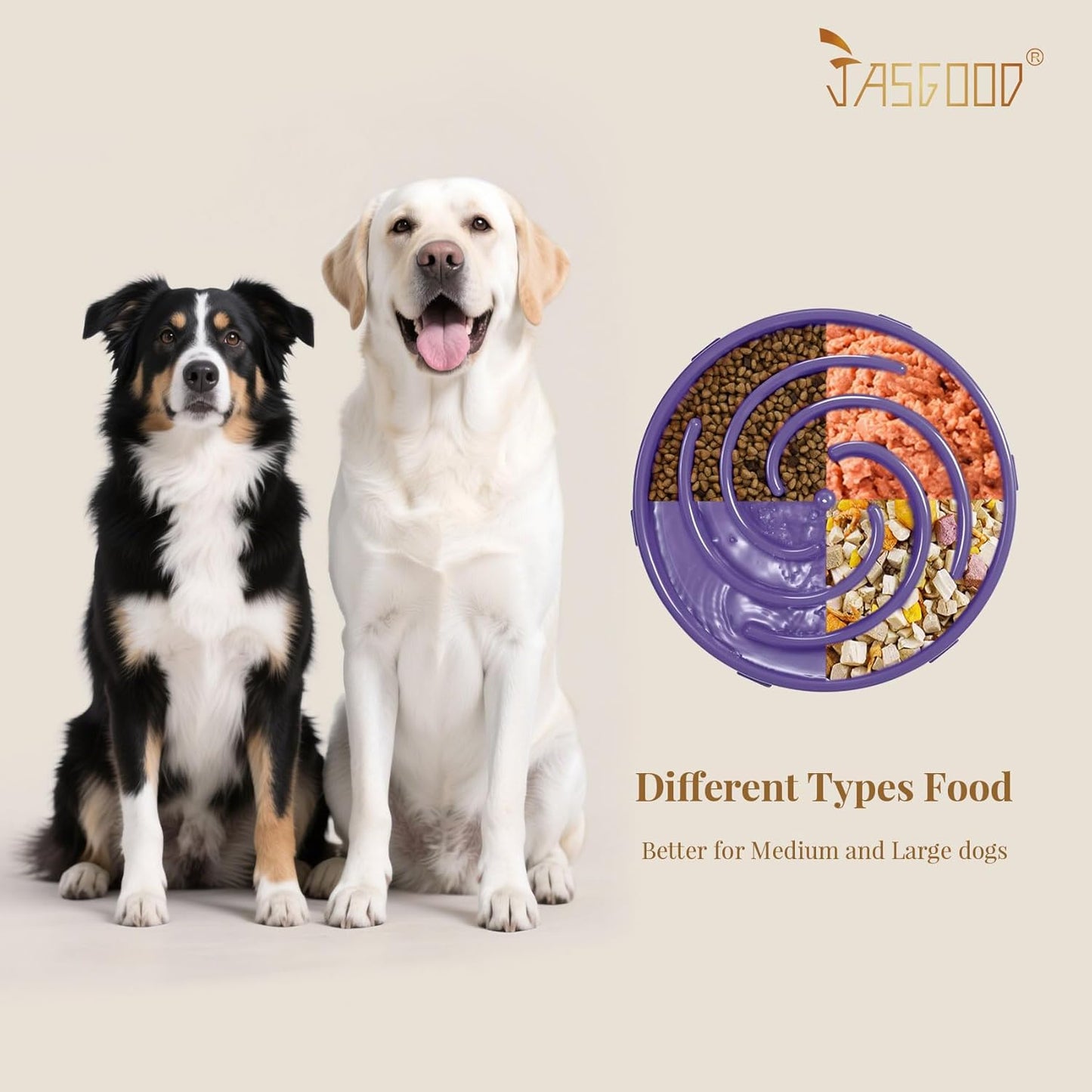 JASGOOD Slow Feeder Dogs Bowl for Large Medium Dogs,Anti-Gulping Pet Slower Food Feeding Bowls Stop Bloat,Preventing Choking