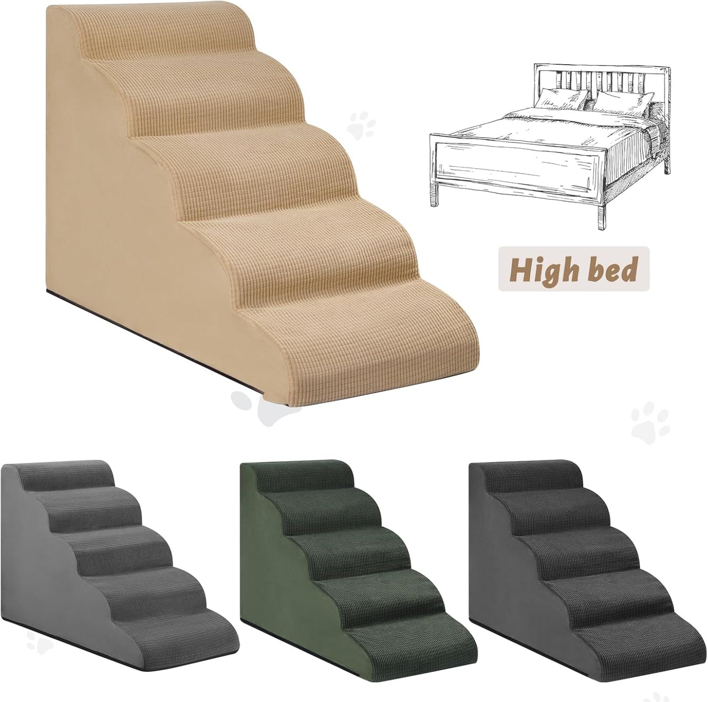 Aodisman 3-Step Dog Ramp and Stairs for Sofa and Chair - Non-Slip Sturdy Pet Steps for Small Dogs and Cats,15.7" H,Grey