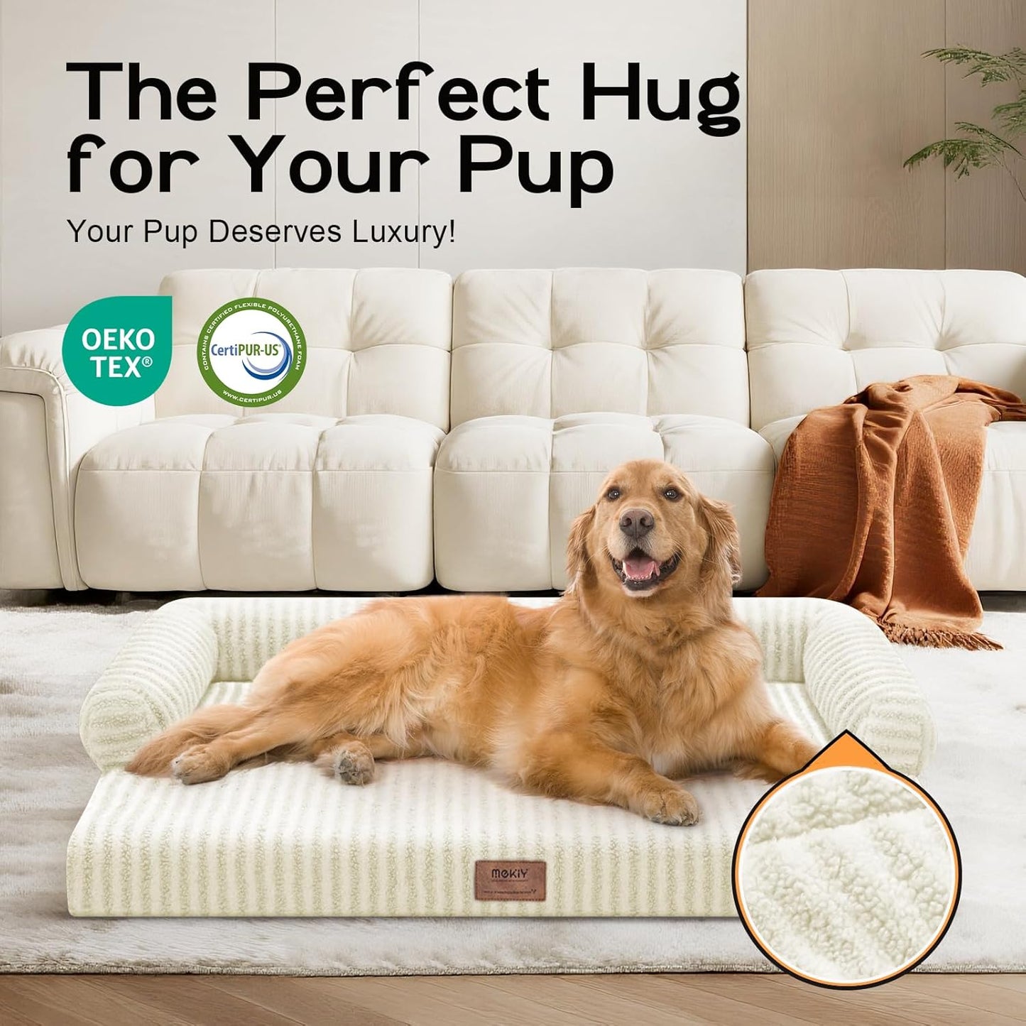 Large Dog Bed Orthopedic Washable - Beds Bolster - Medium XL XLarge Big Dogs - Memory Foam Couch Sofa - Waterproof with Removable Cover
