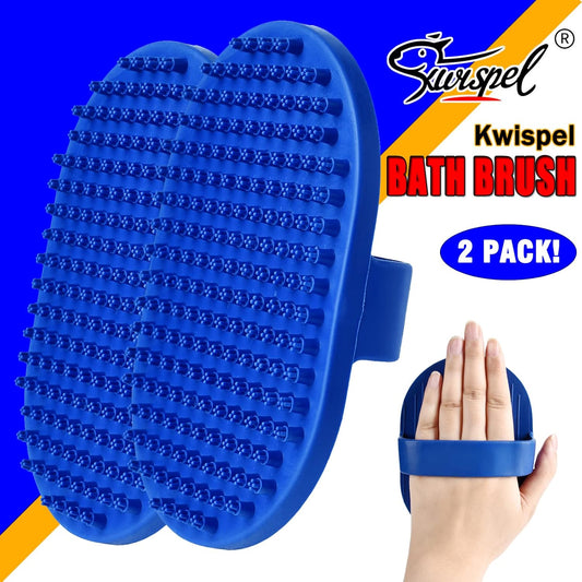 Dog Grooming Brush, Pet Shampoo Bath Brush Shedding Soothing Massage Rubber Comb with Adjustable Ring Handle for Long Short Haired Dogs and Cats 2pcs