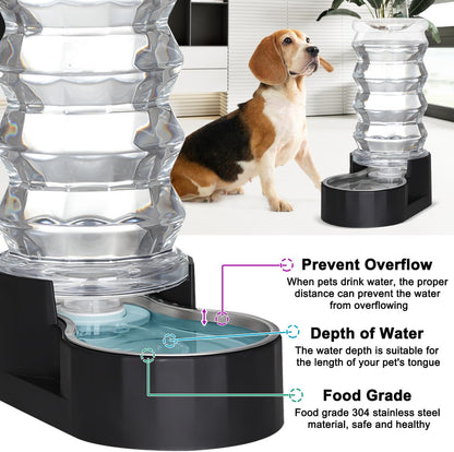 RIZZARI 8L Elevated Pet Water Dispenser – Stainless Steel Gravity Waterer with Auto-Refill Design for Medium and Large Dogs & Senior Pets -Comfortable Drinking Height for Living Rooms,Multi-Pet Homes