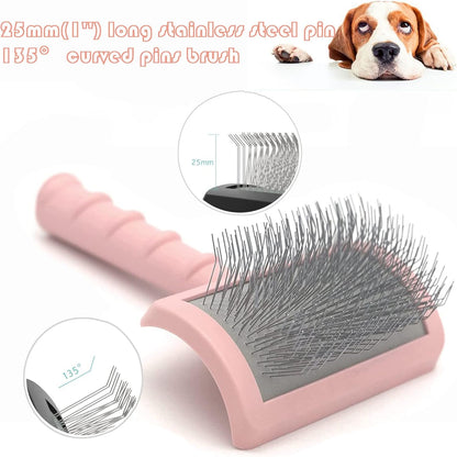 Large Slicker Brush for Dogs,Cats,Extra Long Pin Shedding Brush for Long Haired Dog,Cat, Pet Grooming for Thick Undercoat Curly Hair,25mm(1"),Green