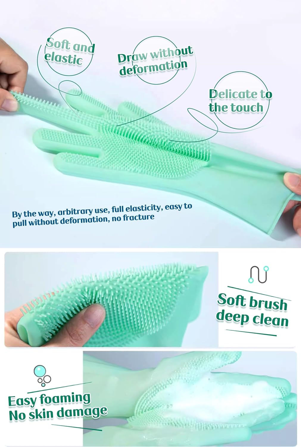 PnzongeMulti use silicone gloves for dogs, showers,pets cats hair removal, anti scratch massage products thickened set of 2