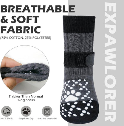 EXPAWLORER Anti Slip Dog Socks to Prevent Licking Paws, Dog Shoes for Hot Pavement, Dog Booties for Small Medium Large Senior Dogs, Traction Control Boots & Paw Protectors for Hardwood Floors