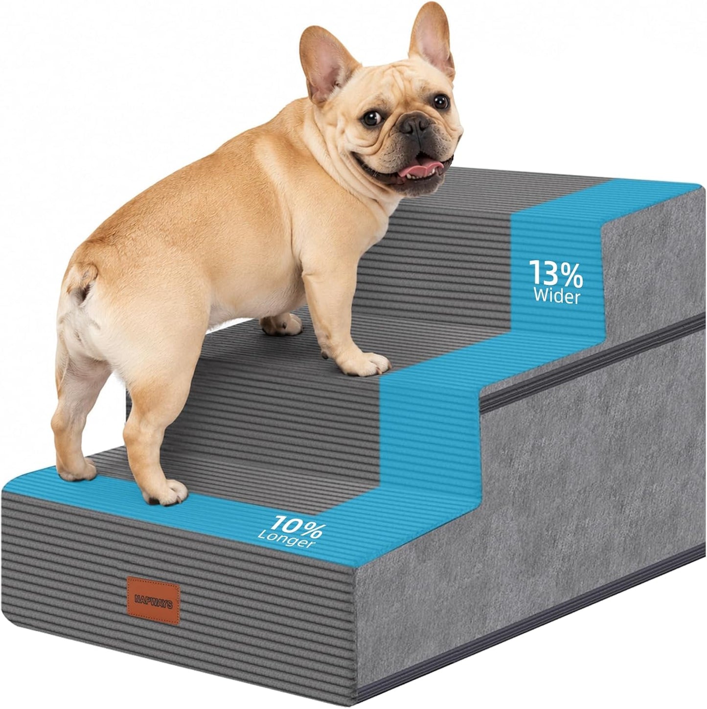 Dog Stairs for Small Dogs, 13.5" H, 3-Step Pet Steps for Couch Sofa and Chair, Non-Slip Balanced Pet Ramp for Medium Cats,Indoor Dog Ladder, Grey