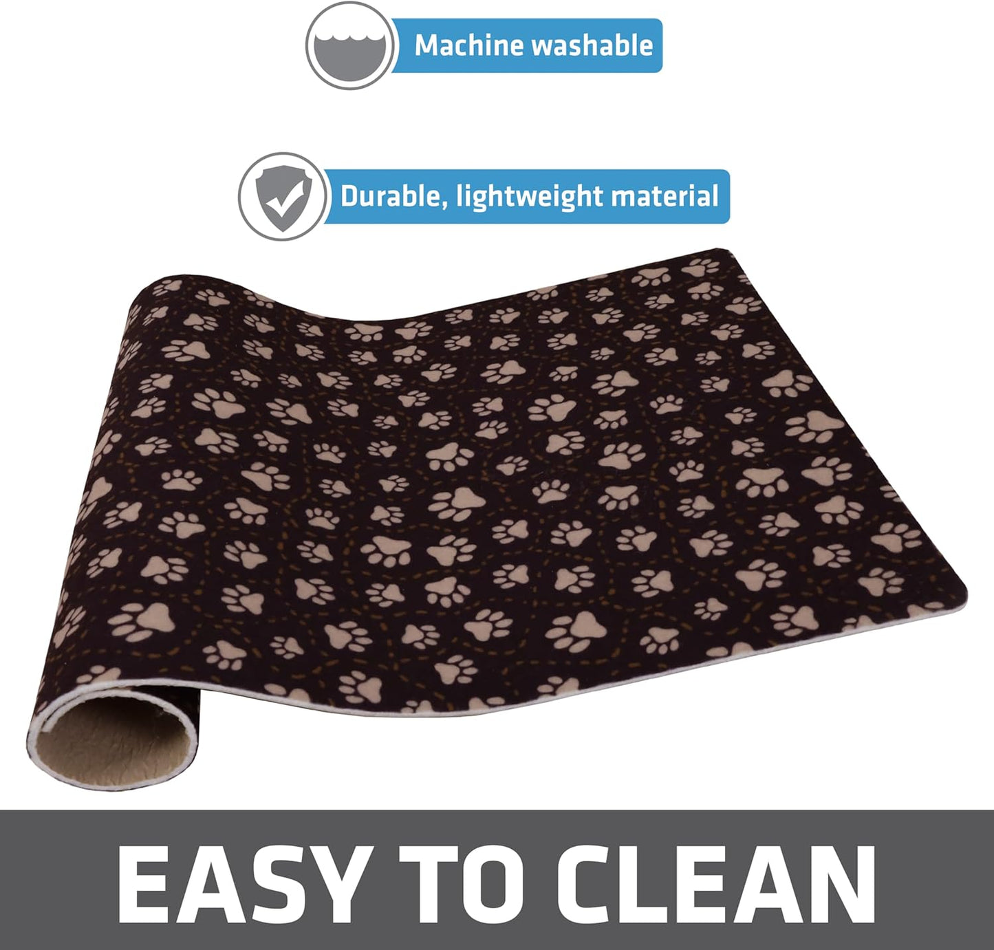 Drymate Pet Bowl Placemat, Dog & Cat Food Feeding Mat - Absorbent Fabric, Waterproof Backing, Slip-Resistant - Machine Washable/Durable (USA Made) (12” x 20”) (Indigo)