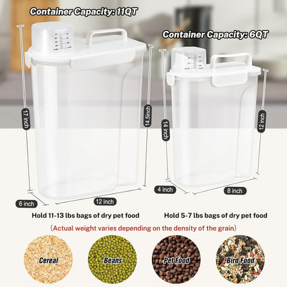 Dog Cat Food Storage Container, Pet Food Container Airtight with Large Spout & Cup, BPA-Free Plastic Food Dispenser for Pet Food, Bird Seed, Rice, Flour - Pink 2.5-5lb (1 pack)