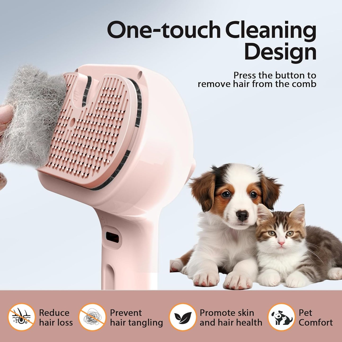 Pet Grooming Brush with Electronic Mist Spray - Gentle Deshedding Tool for Cats & Dogs, Pet Steam Brush，Reduces Shedding, Soft Bristles, Promotes Healthy Coat-Comes with a hair smoothing comb-White
