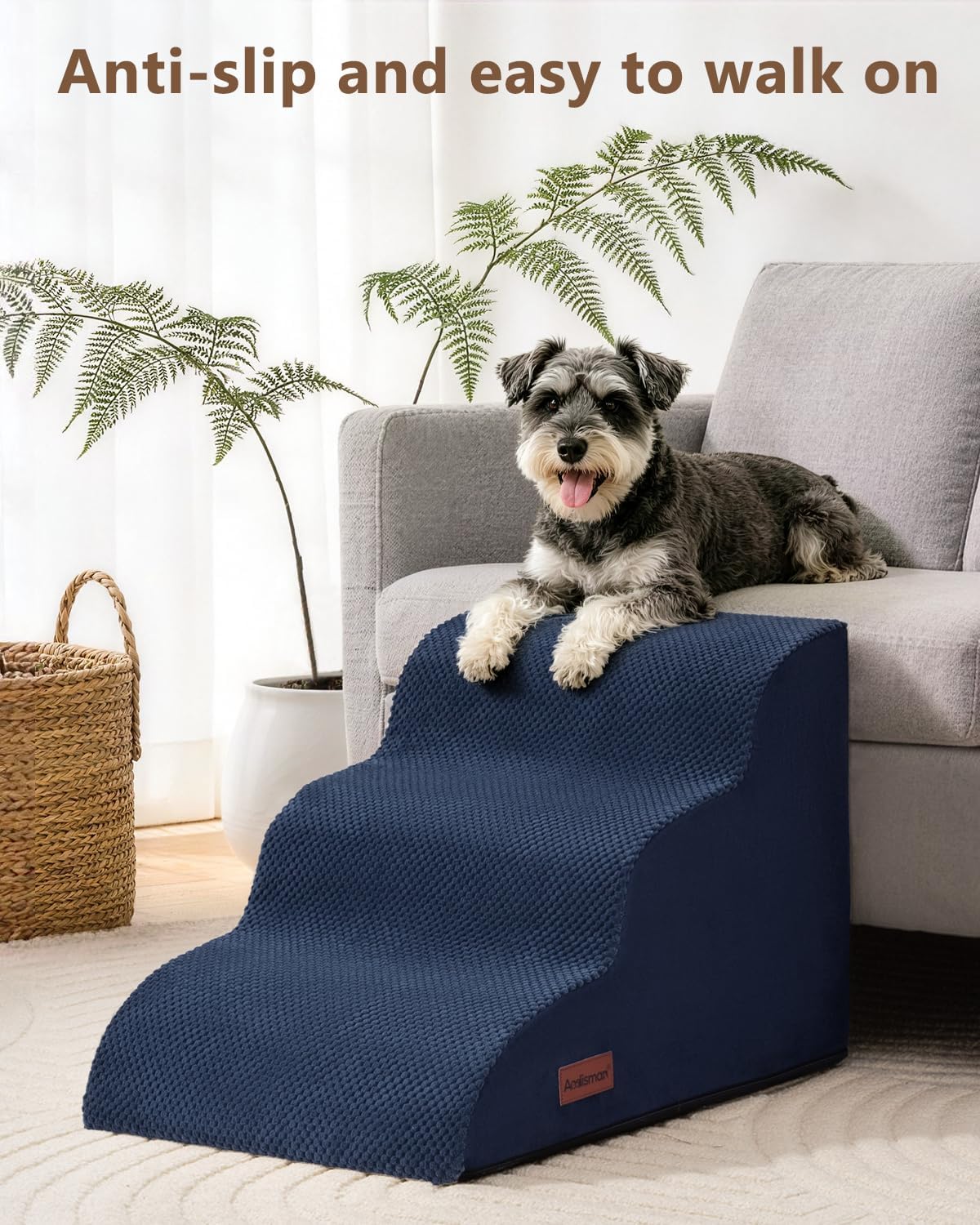 Aodisman Dog Stairs for Small Dogs,3 Step Dog Ramp for Couch and Bed,Pet Stairs with Non-Slip Bottom for Old Cats,Indoor Pet Steps,Comfort,Durable,15.4" H