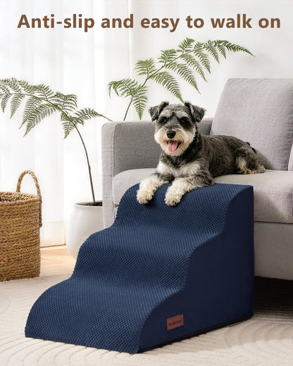 Aodisman Dog Stairs for Small Dogs,3 Step Dog Ramp for Couch and Bed,Pet Stairs with Non-Slip Bottom for Old Cats,Indoor Pet Steps,Comfort,Durable,15.4" H