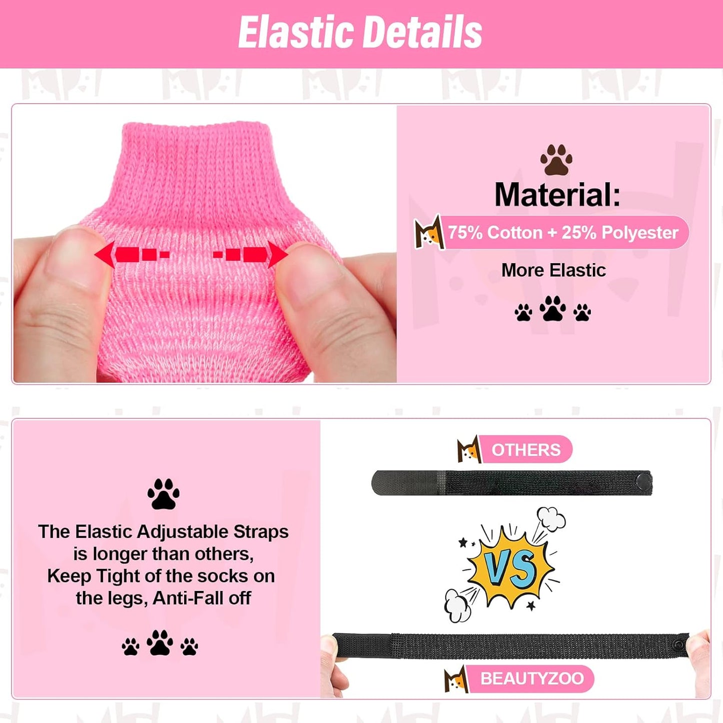 BEAUTYZOO Anti-Slip Dog Socks,Dog Shoes for Hot/Cold Pavement,Paw Protectors with Grips 3 Pairs for Puppy Small Medium Large Senior Old Dogs,Dog Socks to Prevent Licking and Hardwood Floor Protection