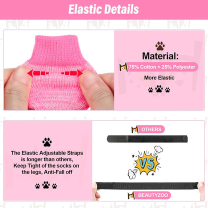 BEAUTYZOO Anti-Slip Dog Socks,Dog Shoes for Hot/Cold Pavement,Paw Protectors with Grips 3 Pairs for Puppy Small Medium Large Senior Old Dogs,Dog Socks to Prevent Licking and Hardwood Floor Protection