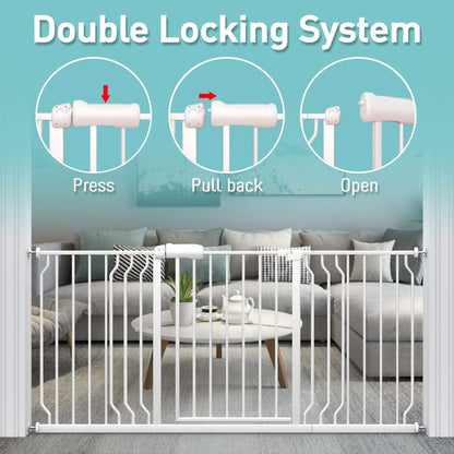 WAOWAO Baby Gate 71.65-85.03" Extra Wide Pressure Mounted Walk Through Swing Auto Close Safety Metal Black Toddler Kids Child Dog Pet Puppy for Stairs,Doorways,Kitchen