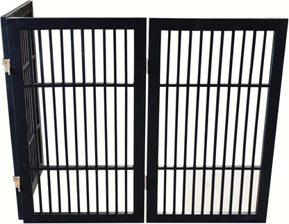 Urnporium Freestanding Wooden Dog Gate for Doorways – Foldable Acacia Wood Pet Gate, No Drill Portable Indoor/Outdoor Puppy Fence Barrier (White Pet Gate, 3 Panel 24" Tall)