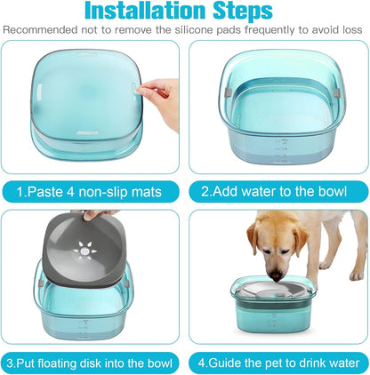 UPSKY 70oz Dog Water Bowl 2L No Spill Dog Bowls Large Capacity Spill Proof Slow Water Feeder, No Splash Pet Water Dispenser Vehicle Carried Travel Slow Drinking Bowl for Messy Drinkers