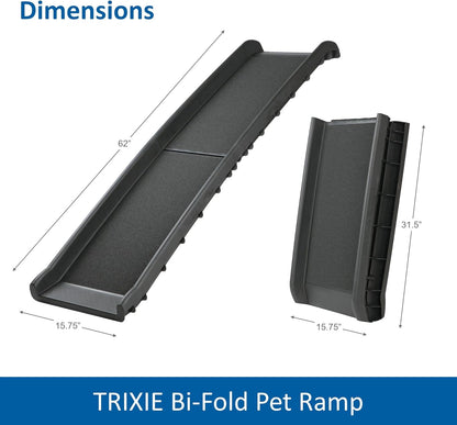 Trixie Folding Dog Ramp with Non-Slip Surfaces - Pet Ramp for Large Cars and SUVs - Foldable, Easy to Store and Clean - in Black