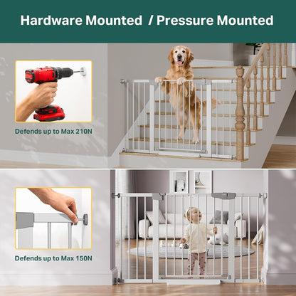 Cumbor 36.6-64" Extra Wide Baby Gate for Stairs, Dog Gates for Doorways, Auto-Close Pet Gate Indoor, Pressure Mounted Walk Through Safety Child Gate for Kids Toddler, Tall Pet Puppy Fence Gate, Brown