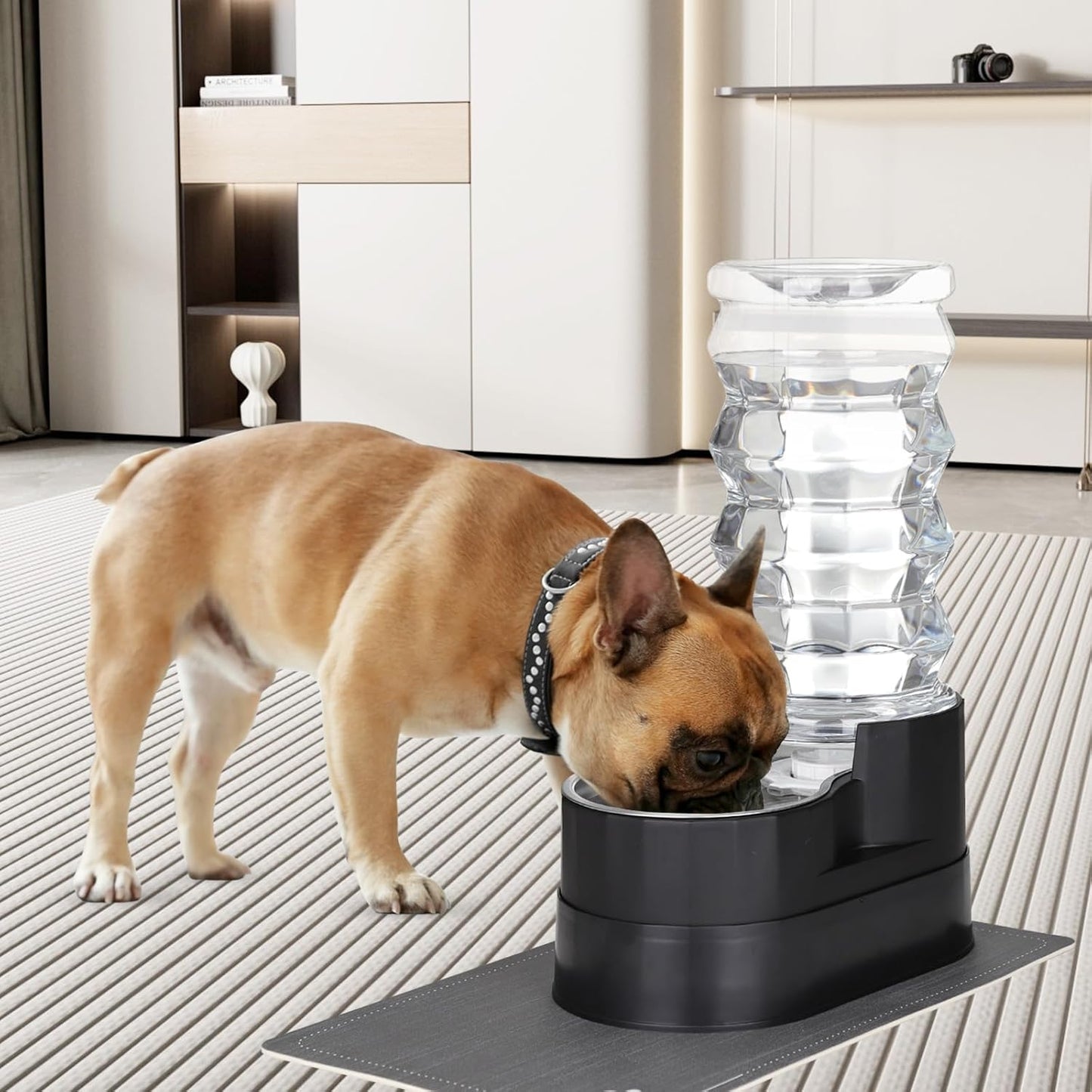 RIZZARI 8L Elevated Pet Water Dispenser – Stainless Steel Gravity Waterer with Auto-Refill Design for Medium and Large Dogs & Senior Pets -Comfortable Drinking Height for Living Rooms,Multi-Pet Homes