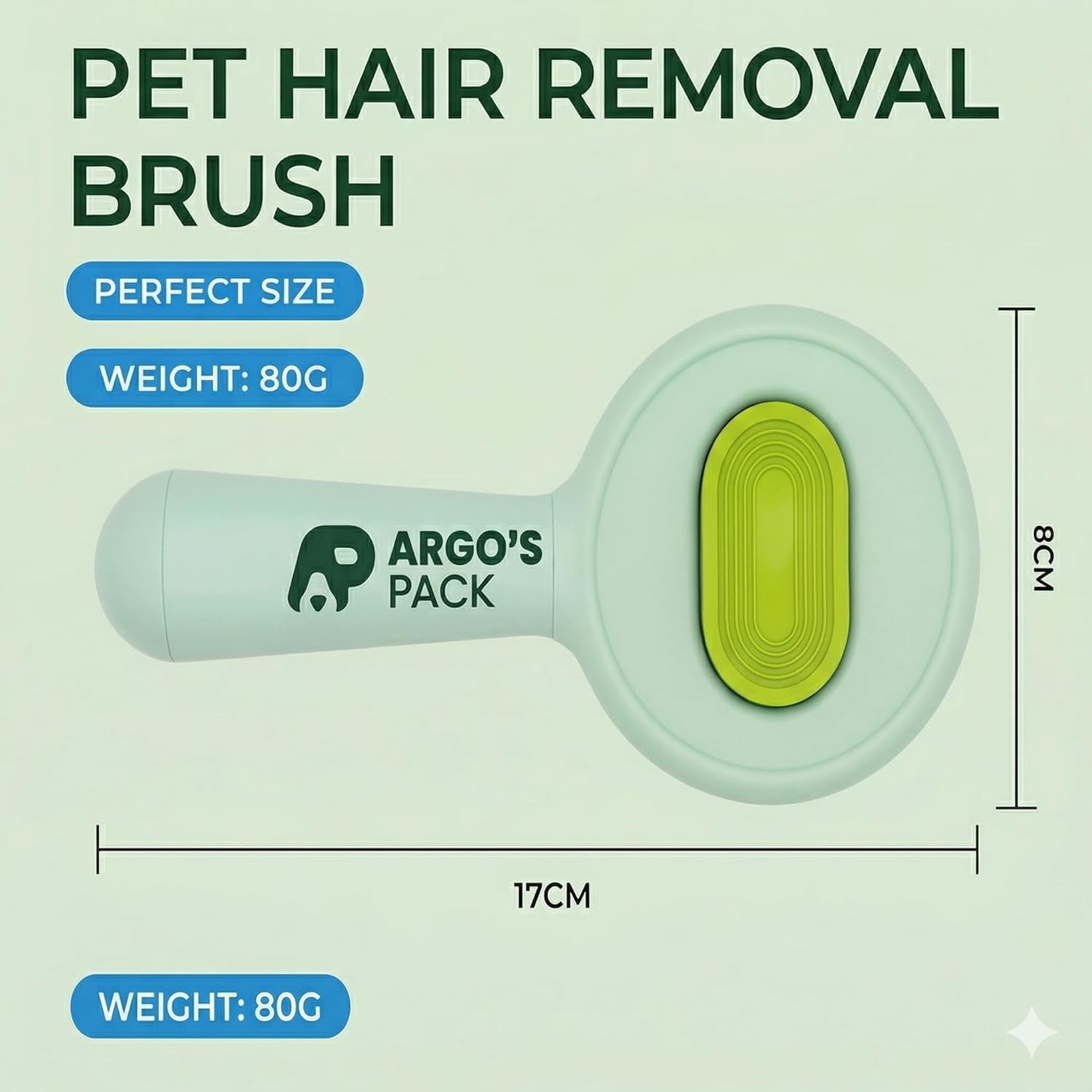 Argo's Pack - Pet Brush for Shedding - Self-Cleaning Slicker Brush for Cats and Dogs, Gently Removes Mats and Tangled Fur, Professional Grooming Tool for Long & Short Haired Pets, Hair Remover
