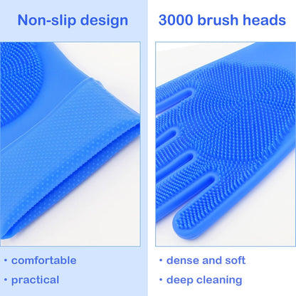 Pet Grooming Gloves, Dog Washing Gloves with High-Density Teeth, Heat Resistant Silicone Dog Bath Scrubber with Enhanced Five Finger Design, Bathing and Massaging for Dogs and Cats