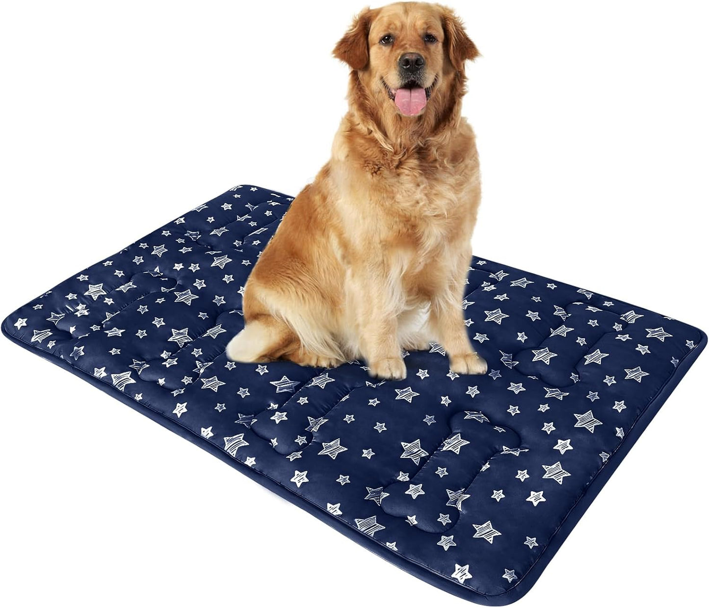 Dog Crate Bed Mat (36" X 23"), Soft Dog Bed Mat with Cute Stars, Personalized Crate Pad, Anti-Slip Bottom, Machine Washable Kennel Pad