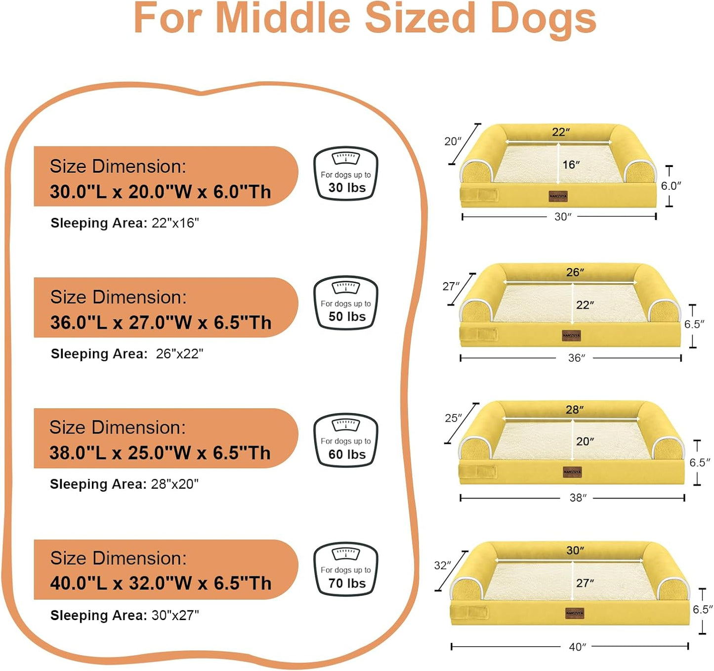 Large Dog Bed Orthopedic Washable: Beds Bolster XL Bed Large Big Dogs Memory Foam Couch Sofa Waterproof with Removable Cover
