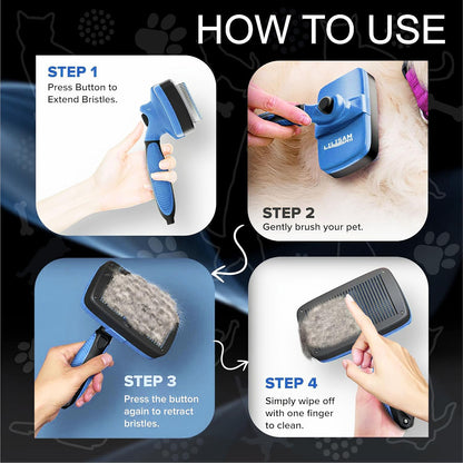 Pet Self Cleaning Slicker Brush and Grooming Comb - Gently Removes Loose Hair, Tangles, and Dirt - Skin Friendly Deshedding Grooming Tool for Hair Dogs & Cats - Pet Supplies Accessories (Purple)