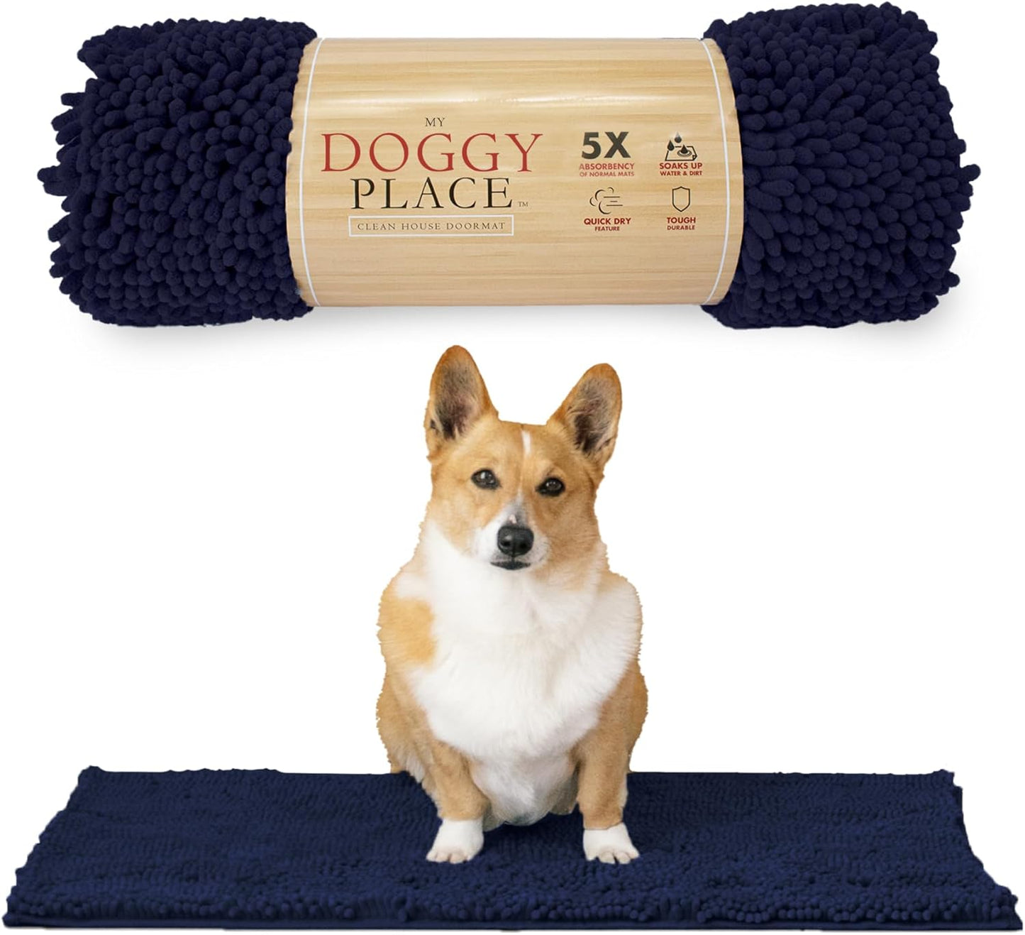 My Doggy Place Dog Mud Mat, 36"x26" Ash – Thick Microfiber Entry Rug for Snow, Mud & Salt – Absorbent, Quick-Dry, Washer-Safe & Non-Slip, Large