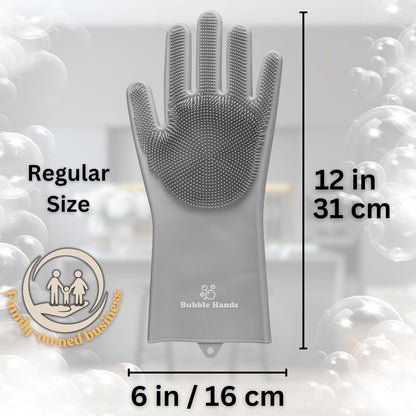 Dog Washing Gloves with Bristle Scrubbers, Reusable Silicone Gloves Ideal for Pet Bathing, Massaging & Grooming (Gray)