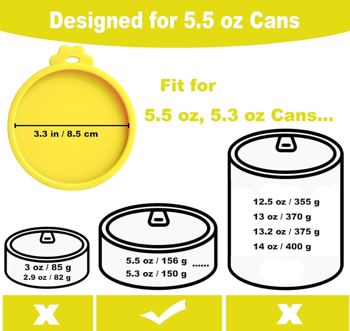 COMTIM Cat Food Can Covers Lids for 5.5 oz Cans, 2 Pack Silicone Cat Food Can Lids for 5.5 oz 5.3 oz Cans...Pet Food Can Covers Reusable Can Toppers Savers for Wet Food