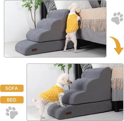 Aodisman 3-Step Dog Ramp and Stairs for Sofa and Chair - Non-Slip Sturdy Pet Steps for Small Dogs and Cats,15.7" H,Grey