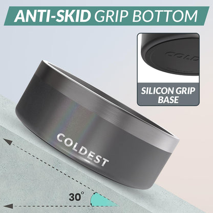 Coldest Dog Bowl - Anti Rust Metal, Non Slip, 3 Layers Insulated Stainless Steel Dog Bowls - Spill Proof & Heavy Duty - Water Bowl for Dogs, Cats & Pets, Dish Washer Safe (21 oz, Stealth Black)
