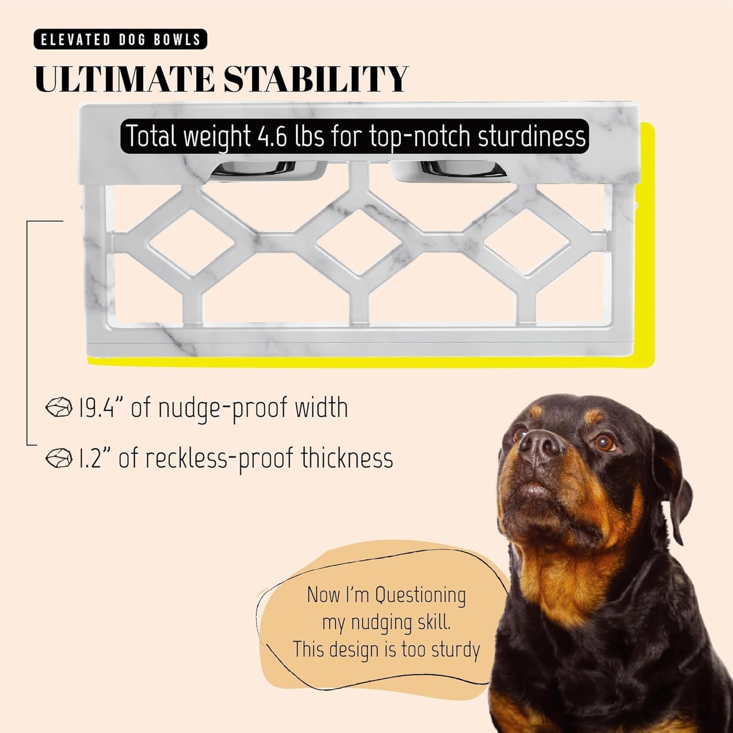 AVERYDAY Elevated Dog Bowls, 4 Height Adjustable Stand for Medium and Large Dogs, Raised Dog Feeder Holder with 2 Stainless Steel Food and Water Bowls, Anti-Slip Base Tall Feeding Station