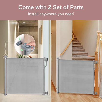 Momcozy Retractable Baby Gate, Mesh Baby Gate or Mesh Dog Gate, 33" Tall,Extends up to 71" Wide, Child Safety Gate for Doorways, Stairs, Hallways, Indoor/Outdoor