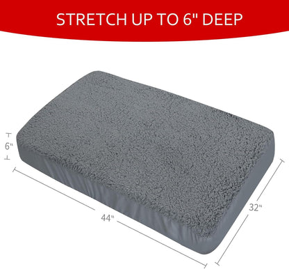 Dog Bed Covers Soft Plush Replacement Washable, Waterproof Pet Bed Liner Grey 36x27 Inches, for Dog/Cat, Cover Only