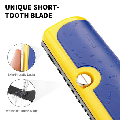 Dog Deshedding Brush & Shedding Blade, Dog Brush for Shedding, Undercoat Grooming Tool for Short & Medium Fur & Double Coats, Replaceable Metal Blade, Black
