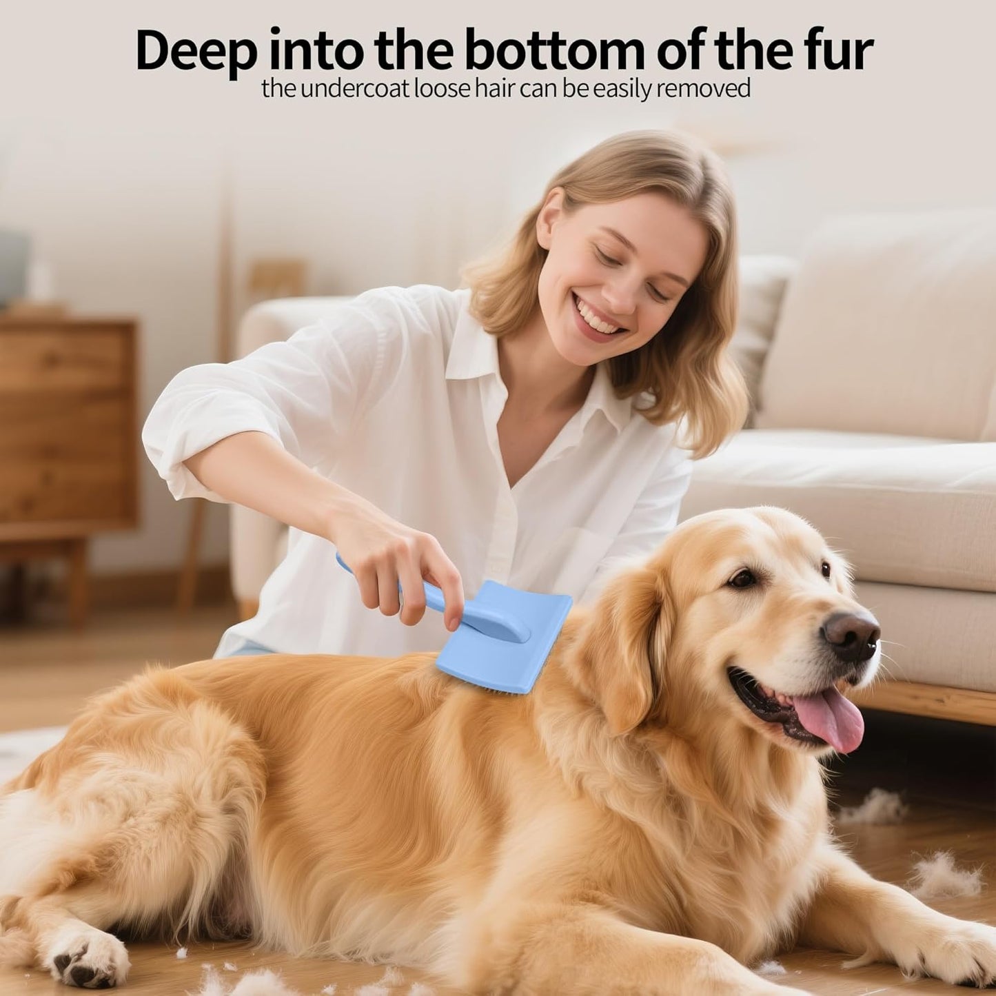 Pet Slicker Brush for Long & Short Hair - Detangling Tool for Dogs & Cats - 135° Angled Stainless Steel Pins, Curved Handle - Gentle Grooming for Small/Medium/Large Breeds (Lavender)