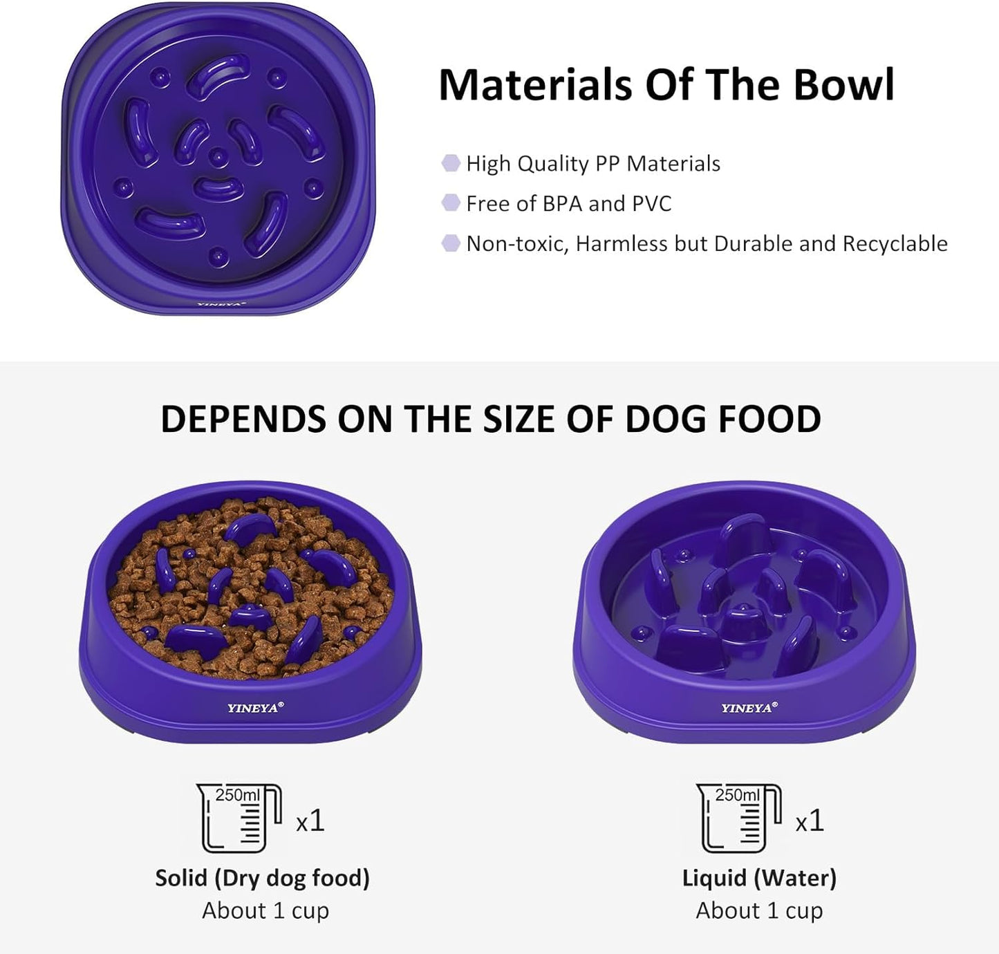 YINEYA Slow Feeder Dog Bowls, Pet Supplies that Slow Down Eating, Pet Food Bowls, Maze Dog Puzzle Feeder for Medium Breed
