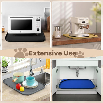 Smilool Silicone Pet Food Mat with Raised Edge for Food and Water Bowl, Dog Feeding Mats, Cat Food Trays for Floor Waterproof, Rubber Tray for Dogs and Cats, 19 x 12 x 0.7 Dark Brown