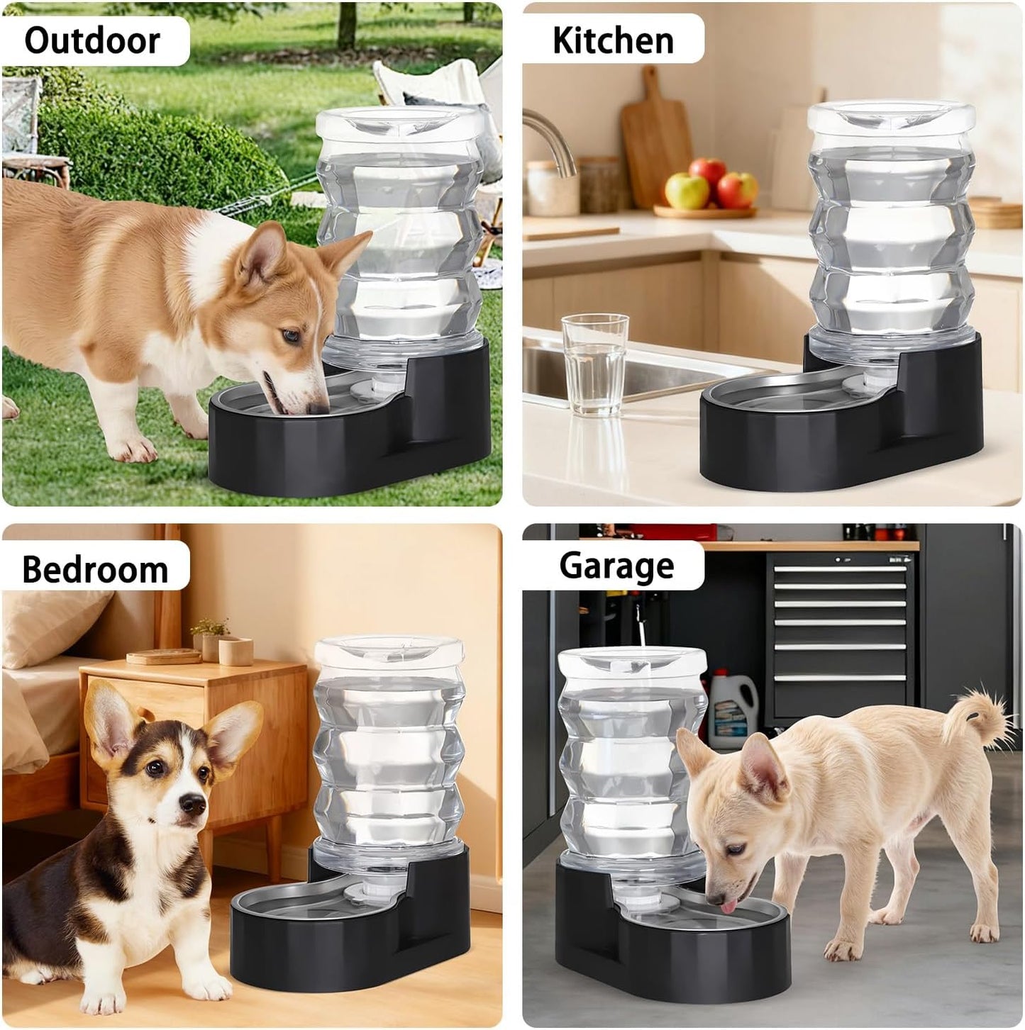 RIZZARI 8L Elevated Pet Water Dispenser – Stainless Steel Gravity Waterer with Auto-Refill Design for Medium and Large Dogs & Senior Pets -Comfortable Drinking Height for Living Rooms,Multi-Pet Homes