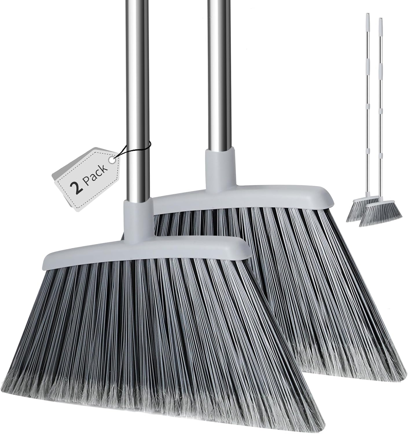 Broom, Outdoor Brooms for Sweeping Indoor, Adjustable 55" Pet Hair Removal Heavy Duty Broom for Floors Home Kitchen Garage Commercial Patio Industrial Snow (Pack of 1)