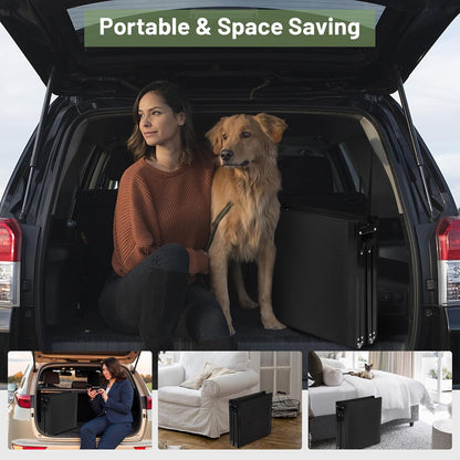 71”L*19.7”W Extra Wide & Long Dog Ramp for Car Truck SUV, Portable Folding Pet Ramps for Small Medium Large Dogs and Cats, Lightweight Aluminum Frame, Supports up to 155 Lbs